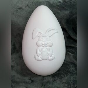 Vintage Plastic Blow Mold Easter Egg Pale Pink White Grand Venture 1998 Bunny
